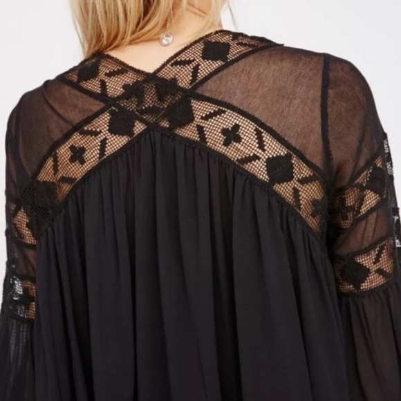 Free People All Night Long Button Lace Tunic in black - Picture 3 of 6